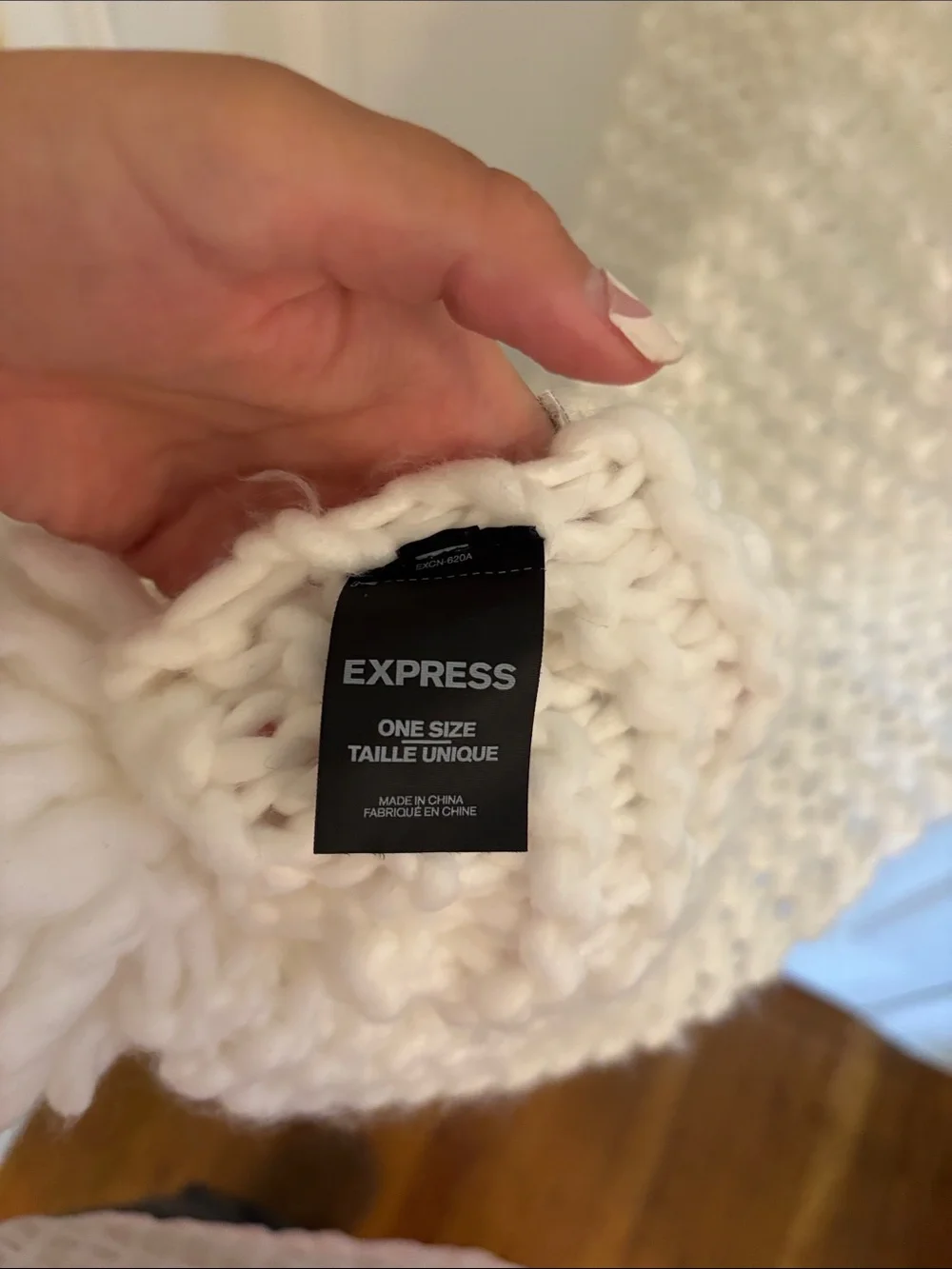 Express Chunky Knit Scarf in Cream with Pom Tassels